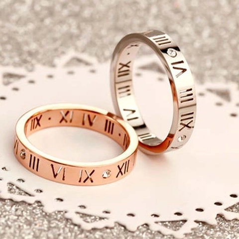 Römische Ziffern Ring Edelstahl Hohl Zirkonia Eingelegt Poliertes Band Modeschmuck Für Damen Herren