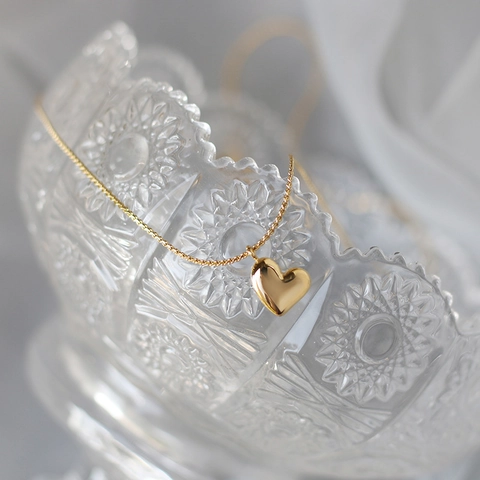 Heart Pendant Necklace Titanium Steel Mirror Polished Gold Color Minimalist Elegant Jewelry For Women