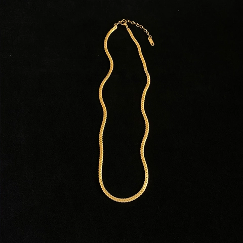 Collana A Catena Di Serpente Piatta Minimalista In Acciaio Inossidabile Design A Spina Di Pesce Per Donna Uso Quotidiano Tono Oro Regolabile
