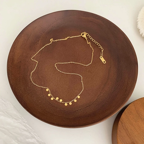 Minimalistische Vergoldete Edelstahlhalskette Für Damen Zierliche Mehrere Kleine Geometrische Runde Scheibenanhänger Verstellbare Kette