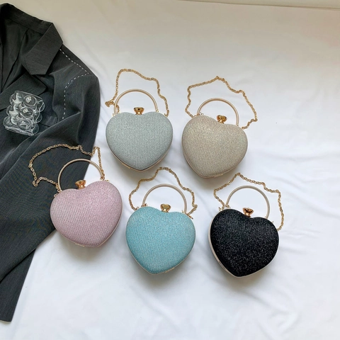 Herzförmige Pailletten Abendtasche Für Damen Mini Glitzer Clutch Handtasche Mit Kette Und Metallgriff Für Party Hochzeit