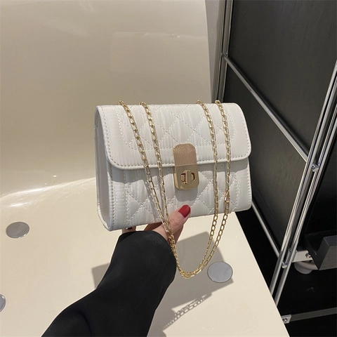 Damen Stepp Kette Umhängetasche PU Leder Kleine Eckige Crossbody Tasche Mit Mini Beutel Mode Lässige Handtasche Für Frauen