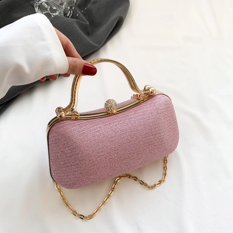 Elegante Borsa Da Sera Glitter PU Paillettes Con Manico In Metallo E Tracolla A Catena Chiusura Con Strass Per Feste Donne