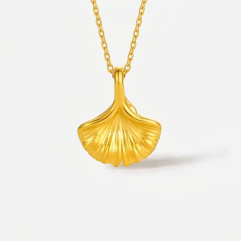 Ginkgoblad Hanger Halsketting Goud Verguld Roestvrij Staal Sleutelbeen Ketting Voor Dames Elegant Vintage Botanische Sieraden