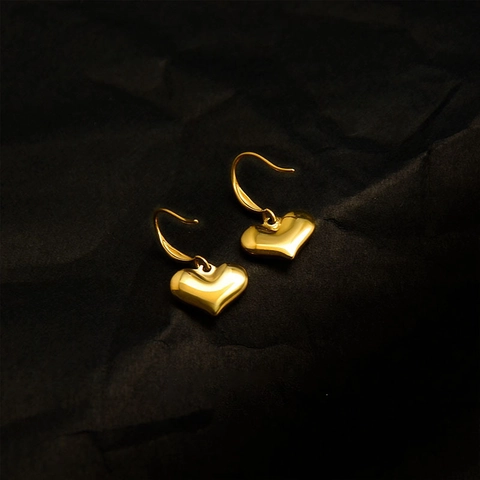 Solid Heart Dangle Earrings Polished Stainless Steel Simple Elegant Jewelry For Women