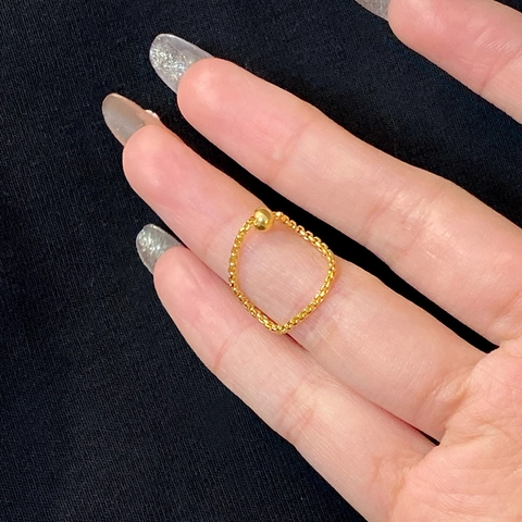 Minimalist Chain Ring With Gold Bead Stainless Steel Titanium Fashion Jewelry For Women Elegant Simple Style
