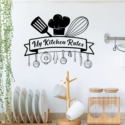 My Kitchen Rules Wall Sticker PVC Removable Waterproof Vinyl Decal For Kitchen Dining Room Home Decor Modern Minimalist Art