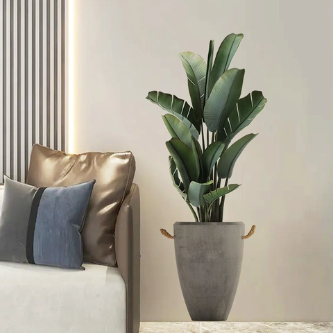 Moderne Topfgrünpflanze Wandtattoo PVC Wasserdicht Strelitzie Blätter Wandbild Dekoration Für Wohnzimmer Schlafzimmer Home