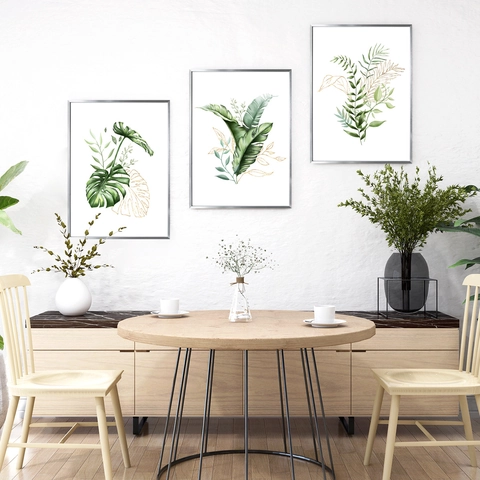 Monstera Tropical Plant Wall Sticker PVC Green Gold Leaf Pattern Nordic Style Modern Home Decor For Living Room Bedroom Office