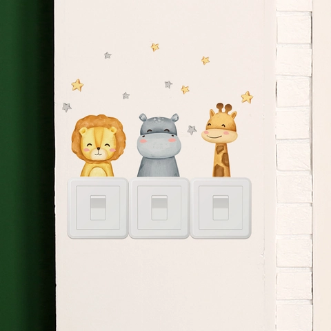Autocollants Muraux Animaux Dessins Animés Décoration Interrupteur Mignons Décalcomanies PVC Amovibles Décoration Maison Étoiles
