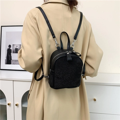 Damen Mini Strass Rucksack Mode PU Bling Umhängetasche Kleine Muschel Handtasche Für Party Täglich Freizeit Street Wear