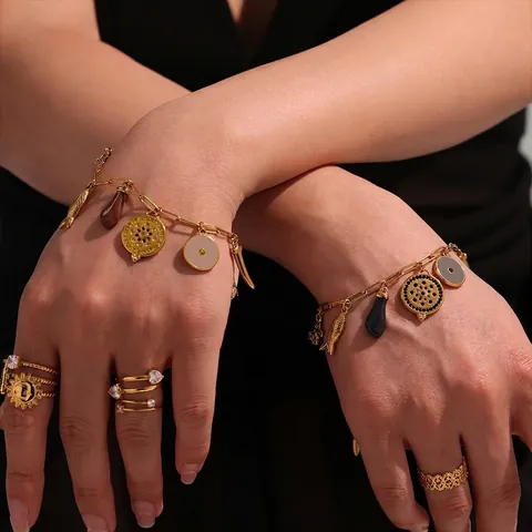 Roestvrijstalen Charm Armband En Enkelbandje Voor Dames Kleurrijk Emaille Boze Oog Vlinder Vis Hangers Boheemse Vakantie