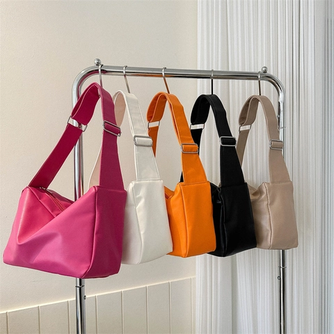 Bolso de Hombro Minimalista de Cuero PU Suave para Mujer Color Sólido Bolso Bandoulière de Gran Capacidad Con Correa Ancha Ajustable Bolso Hobo