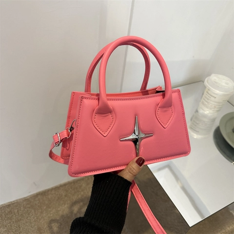 Women PU Leather Small Star Decor Handbag Trendy Crossbody Shoulder Bag For Daily Commute Versatile Square Purse