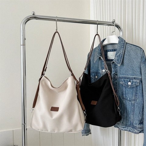 Large Capacity Canvas Shoulder Tote Bag Minimalist Hobo Handbag For Women Daily Casual Work Travel Solid Color