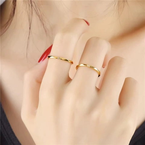 Faceted Geometric Titanium Steel Ring With Small Zircon Minimalist Irregular Cut Fashion Index Finger Jewelry For Women