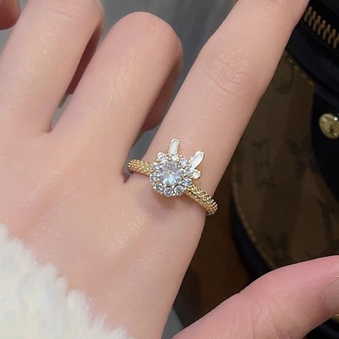Rotierbarer Drachen Ring Kupfer Vergoldet Zirkon Emaille Offen Verstellbar Finger Schmuck Nischen Design Damen