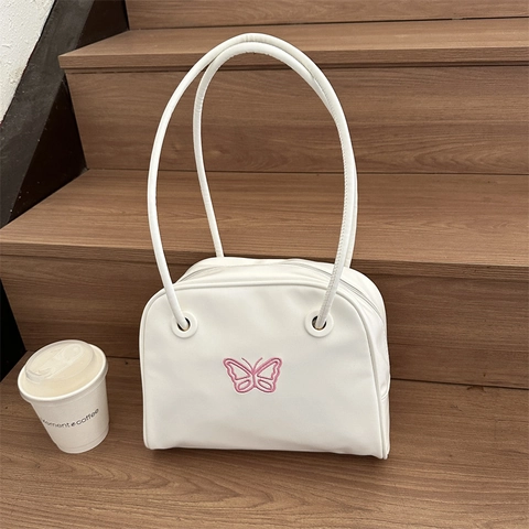 Borsa A Spalla In Pelle PU Con Ricamo A Farfalla Y2K Retrò Borsa Da Ascella Stile Dolce Per Donne