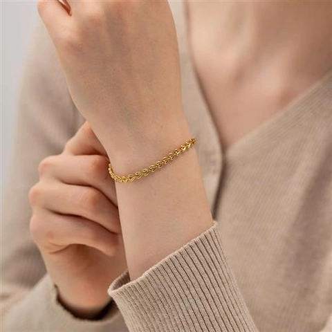 Hartvormige Holle Schakelarmband Titaniumstaal Verguld Minimalistische Sieraden Voor Dames Verstelbaar