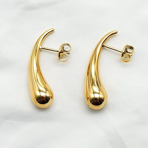 Teardrop Water Drop Stud Earrings Minimalist Stainless Steel Mirror Polish High Shine Elegant Jewelry For Women