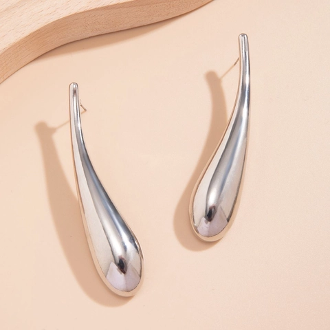 Teardrop Water Drop Stud Earrings Minimalist Stainless Steel Mirror Polish High Shine Elegant Jewelry For Women