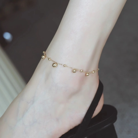 Cavigliera Minimalista Con Sfera Dorata Per Donna Catena Da Piede Sottile In Acciaio Al Titanio Placcato Oro Gioielli Stile Vintage
