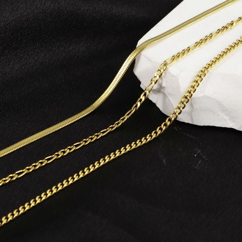 Collana Multistrato Da Donna Acciaio Inossidabile Placcato Oro Catena Serpente Figaro Curb Gioielli Minimalisti Moda