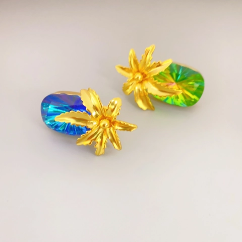 Tropische Palmblatt Ohrstecker Mit 925 Sterling Silber Ohrstecker Kupfer Kristall Schmuck Für Damen Urlaub