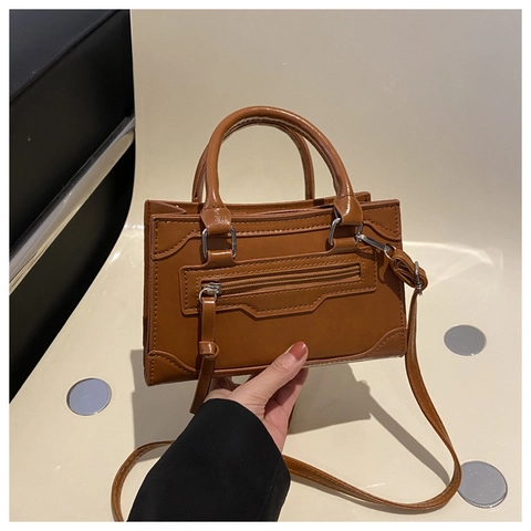 Chic Women PU Leather Shoulder Crossbody Bag Small Splicing Box Bag With Tassel Decor Top Handle Fashion Handbag Satchel
