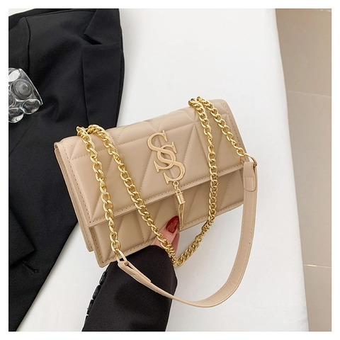 Dames Gewatteerde Ketting Schoudertas Ruitpatroon PU Leer Flap Crossbody Tas Met Kwastje Metalen Decor Voor Dagelijks Kantoor