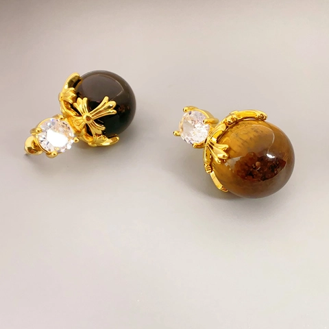 Vintage Tigerauge Onyx Ohrstecker Mit 925 Sterling Silber Ohrstecker Kupfer Kreuz Relief Zirkon Schmuck Für Frauen