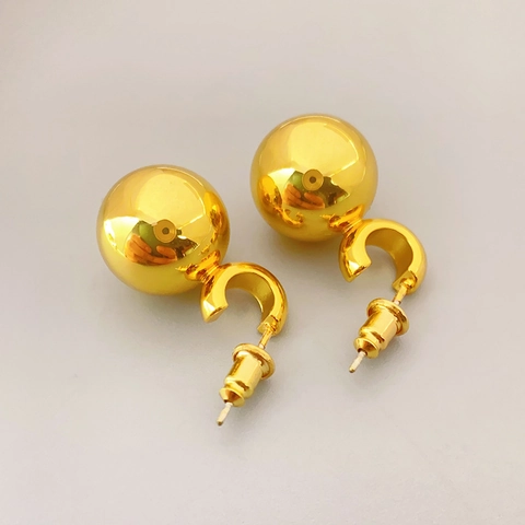 Geometrische Polierte Kugelohrstecker Kupfer Vergoldet Mit 925 Sterling Silber Ohrstecker Elegant Schlicht Damen