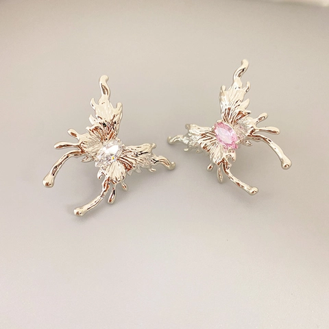 Schmetterling Ohrstecker Mit 925 Sterling Silber Ohrstecker Kupfer Strass Schmuck Für Damen Elegant Flüssigmetall Design