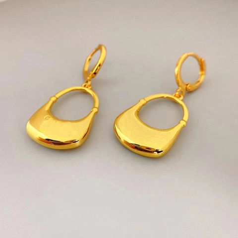 Miniature Handbag Charm Copper Earrings 18K Gold Plated French Light Luxury Style Elegant Jewelry For Women
