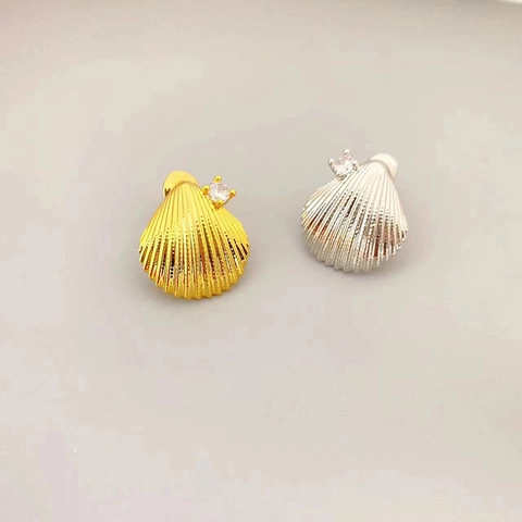 Muschel Ohrstecker Mit 925 Sterling Silber Ohrstecker Messing Zirkonia Mode Ozean Stil Schmuck Für Frauen