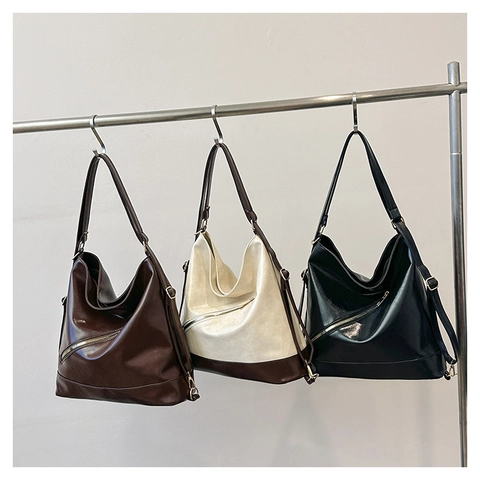 Bolso de Hombro de Cuero PU para Mujer Bloque de Color Gran Capacidad Bolso Tote Multiuso Hobo para Uso Diario y Oficina