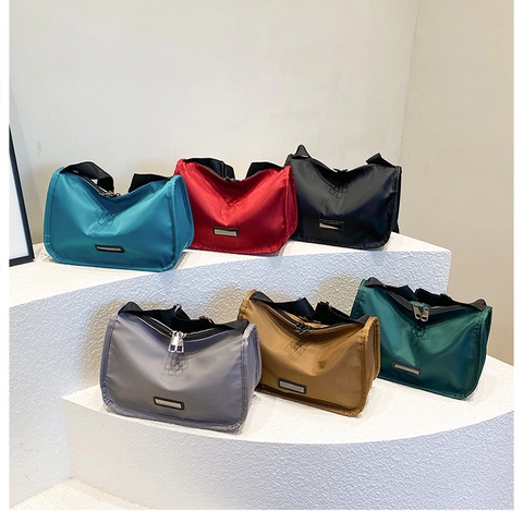 Borsa A Tracolla Minimalista In Nylon Impermeabile Per Donna Grande Capacità Leggera Versatile Tracolla Larga Spalla