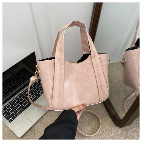 Minimalist Women Tote Handbag PU Leather Shoulder Crossbody Bag With Adjustable Strap For Daily Commute Elegant Style