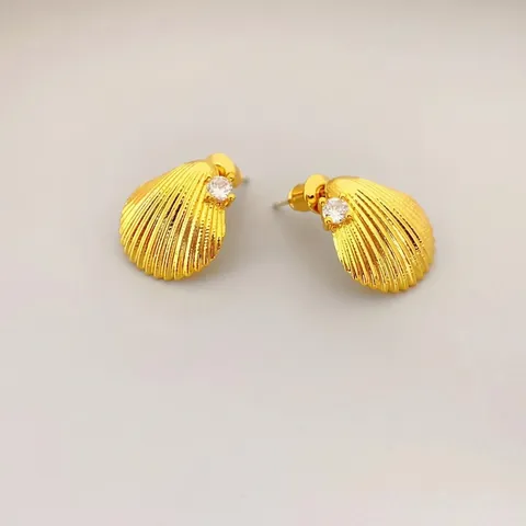 Muschel Ohrstecker Mit 925 Sterling Silber Ohrstecker Messing Zirkonia Mode Ozean Stil Schmuck Für Frauen