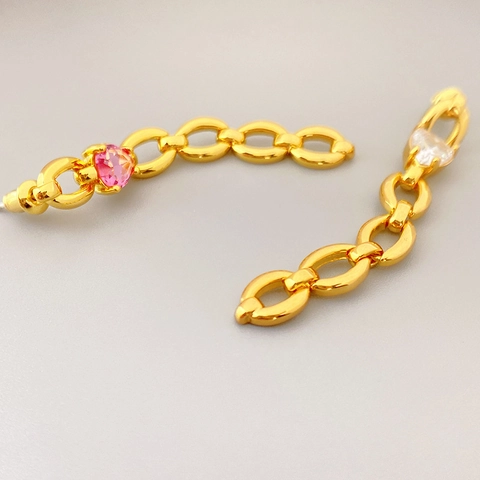 Pendientes Colgantes Corazón Circón Latón Bañado En Oro Cadena Larga Con Poste De Plata De Ley 925 Elegante Mujeres