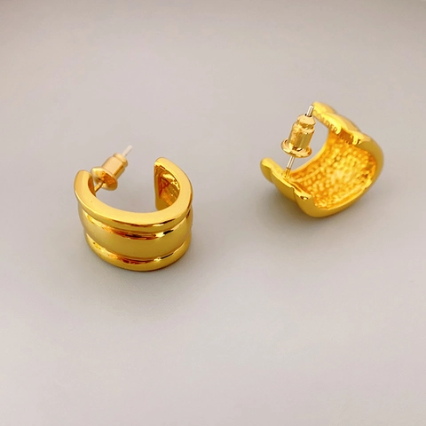 Chunky C-Vorm Hoop Oorknopjes Met 925 Sterling Zilveren Oorknopje 18K Verguld Messing Minimalistische Sieraden