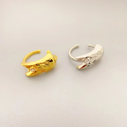 18K Vergoldete Messing Ohrmuscheln Ohne Piercing Engel Flügel Stern Zirkonia Clip Ohrringe Für Damen