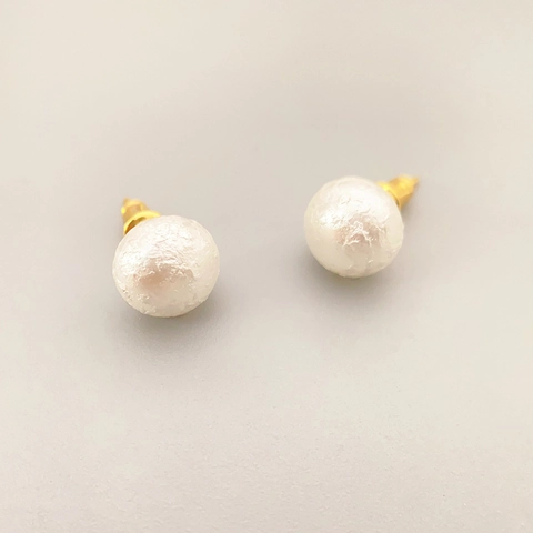 Matte Textured Round Bead Stud Earrings With 925 Sterling Silver Earring Post Copper Minimalist Elegant For Women