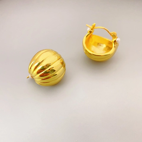 Französischer Stil Messing 18K Vergoldet Strukturierte Kugelohrringe Elegante Retro Schmuck Mit Künstliche Perle Für Frauen