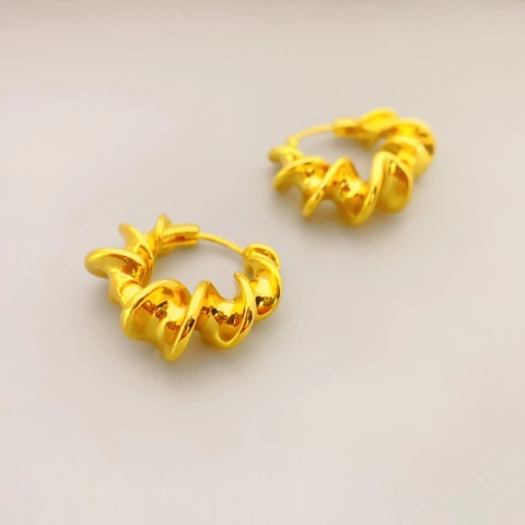 Pendientes De Aro Torcidos Para Mujer Espiral Minimalista Latón Chapado En Oro De 18K Joyas Geométricas Moda