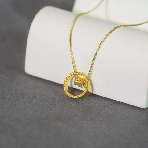 Geometric Ring Cylinder Pendant Necklace Titanium Steel And Copper Gold Plated Korean Style Minimalist Jewelry For Women