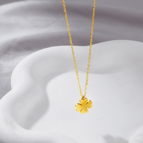 Four Leaf Clover Necklace And Stud Earrings Titanium Stainless Steel Lucky Minimalist Jewelry For Women Elegant