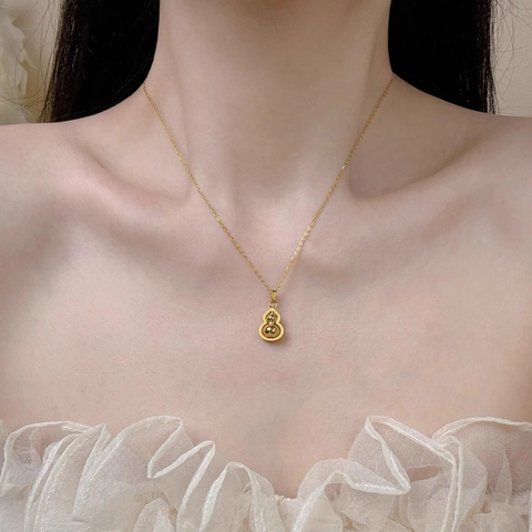 Collar Colgante De Calabaza Cuentas Giratorias Acero Inoxidable Cadena Clavícula Nuevo Estilo Chino Elegante Mujer