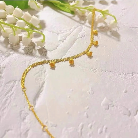 Bracciale Doppio Strato Con Pendente Mughetto Acciaio Inossidabile Placcato Oro Gioielli Eleganti Da Donna