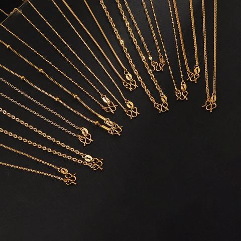 Waterproof Titanium Steel Gold Plated Chain Necklace For Women Minimalist M-buckle Snake Box Chopin Wheat Jewelry